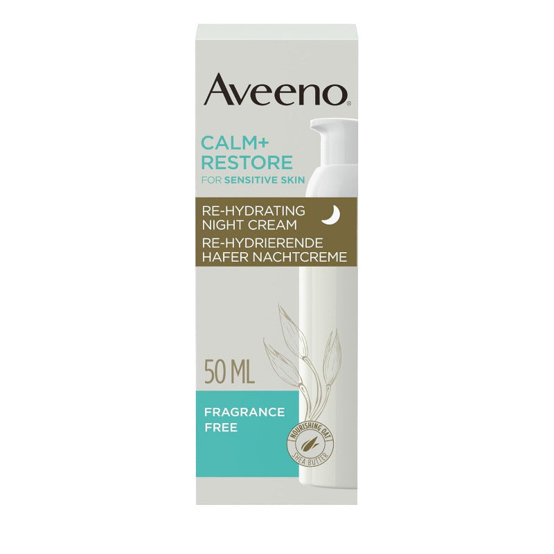 Aveeno CALM+RESTORE Feuchtigkeitsspendende Hafer Tagespflege (50 Ml), Parfümfreie 24 Stunden Feuchtigkeitspflege, Beruhigt Sofort Empfindliche Haut, Mit Präbiotischem Hafer & Beruhigendem Mutterkraut