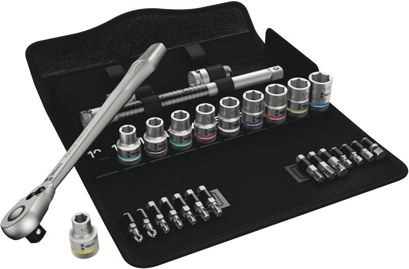 WERA 8100 SA 8 Zyklop Metal Ratchet Set with Switch Lever – 28‑Piece (05004018001)