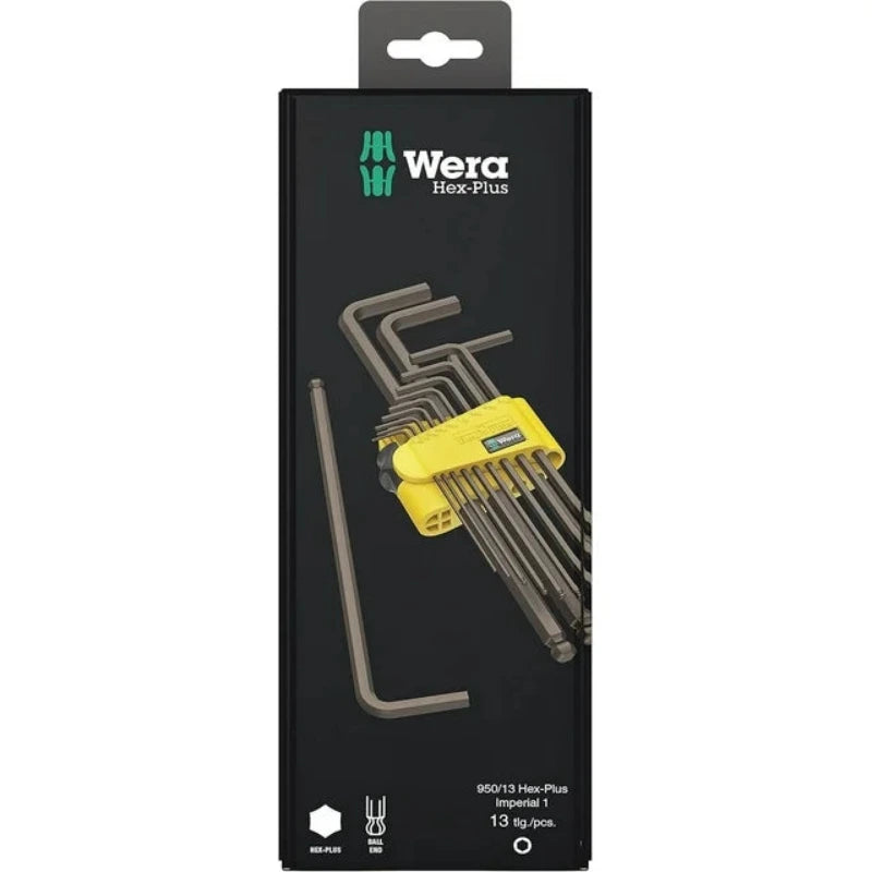 WERA 950/13 Hex‑Plus Imperial 1 L‑Key Set – 13‑Piece, BlackLaser Finish