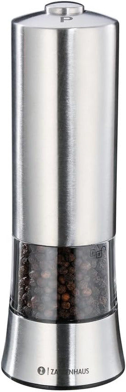 ZASSENHAUS Electric Salt & Pepper Mill GERA | Ceramic Grinder | Stainless Steel | Ø 6 x 20 cm