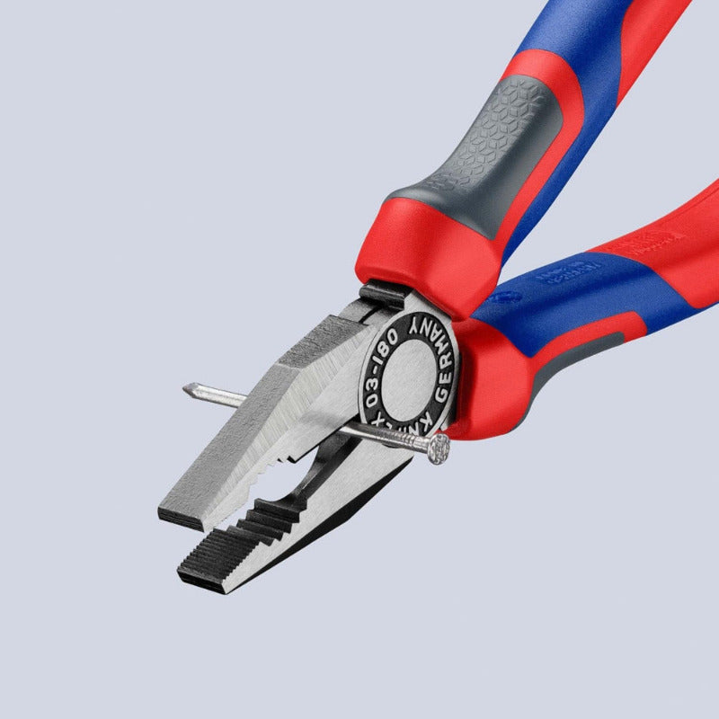 KNIPEX 03 02 180 Combination Pliers – 180 mm | Cuts Copper & Steel Wire, Grips Flat & Round Material