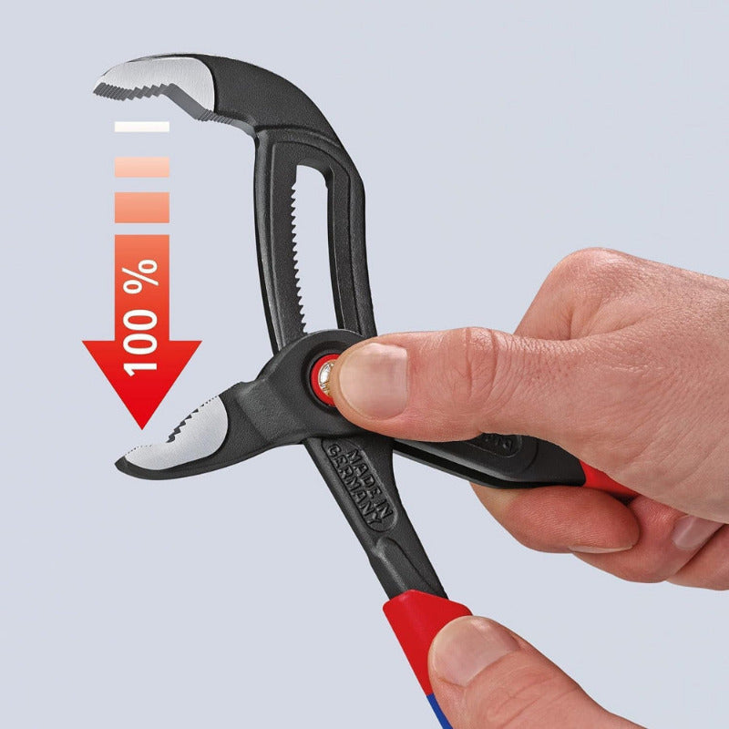 KNIPEX Cobra QuickSet Hightech Water Pump Pliers – 250mm, Slim Multi-Component Grip, Grey Atramentized | 87 22 250