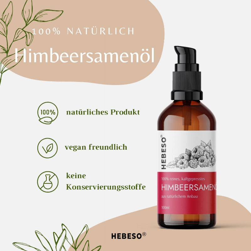 HEBESO Raspberry Seed Oil – 100% Pure & Cold-Pressed (100ml)