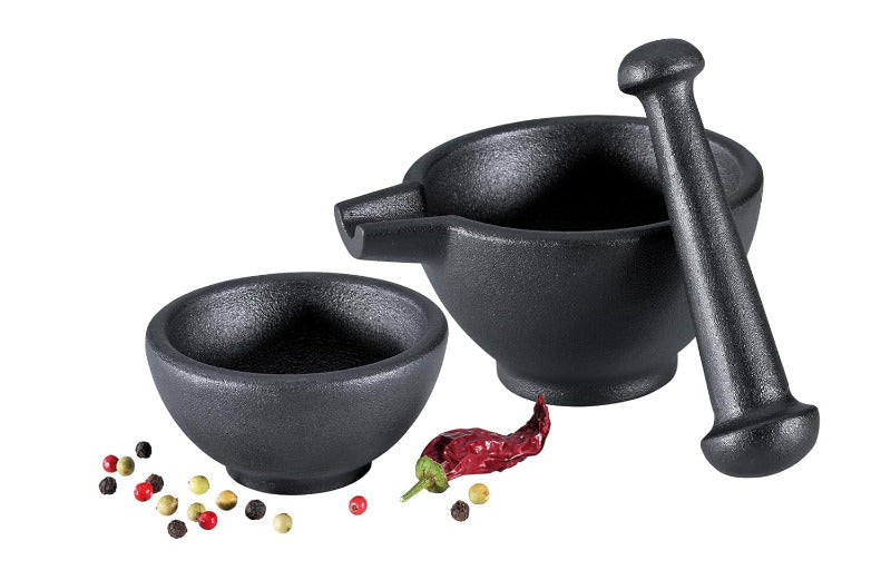 Mörser-Set 3Tlg. Gusseisen, Schwarz, 11.5 X 12 X 8 Cm, M076073