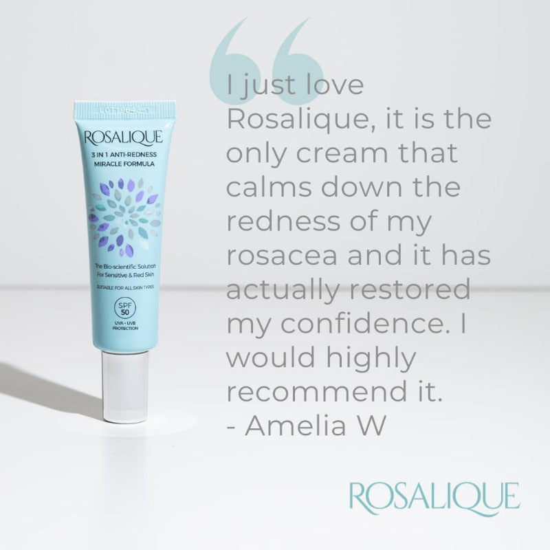 Rosalique 3 in 1 Anti-Redness Miracle Formula Colour Corrector SPF50 for Hypersensitive and Redness Prone Skin, Suitable for All Skin Types 1 X 30 Ml