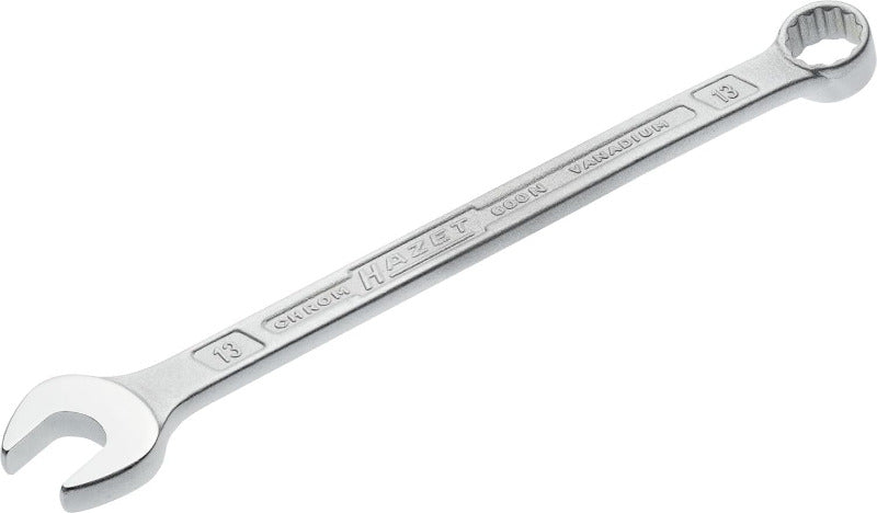 HAZET: Ring-Maulschlüssel 600N-10 Verchromt I Ringschlüsselkopf 15 Grad Abgewinkelt - Abtrieb: Außen Doppel-Sechskant, Schlüsselweite: 10 Mm, Schaft Mit Extra Stabilem HAZET Doppel-T-Profil