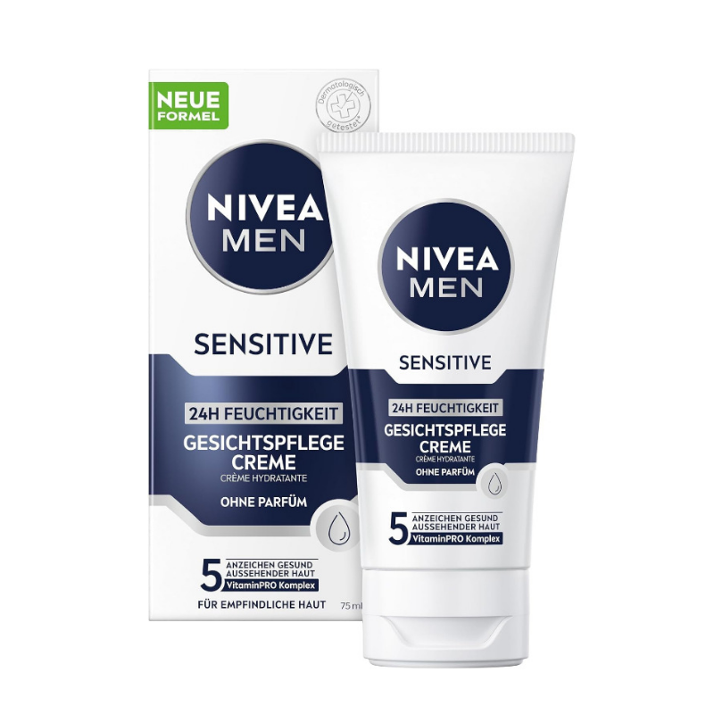 NIVEA MEN Sensitive Face Cream 75ml 24H Moisturizer for Sensitive Skin