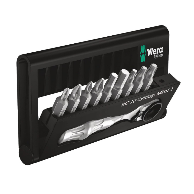 WERA Bit-Check 10 Zyklop Mini 1 10-Piece Bit Set with Ratchet 05073645001