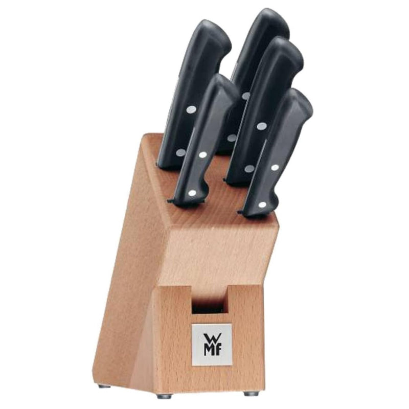 WMF Classic Line Knife Block – 6-Piece Set | Birch Wood Block with 5 Stainless Steel Knives