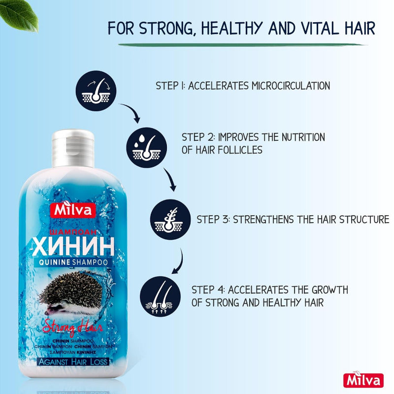 Chinin Power Shampoo Milva Für Schnelleres Haarwachstum Reduziert Schuppen, Fördert Wachstum- 200Ml