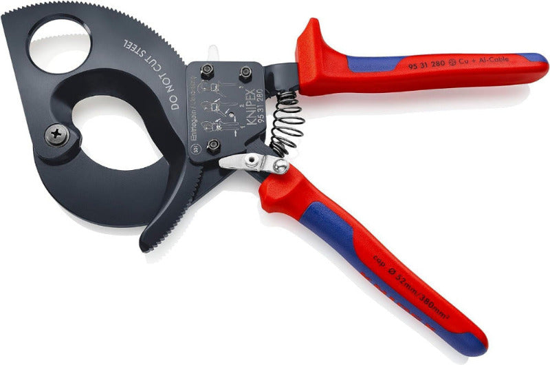 KNIPEX Cable Cutter 95 31 280 – Ratchet Action, Multi-Component Handles, 280mm, Black Lacquered
