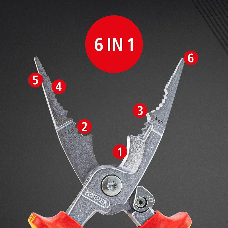 KNIPEX 13 96 200 VDE Multifunction Electrical Installation Pliers – Cut, Strip, Crimp, Grip, Bend with Spring-Loaded Design