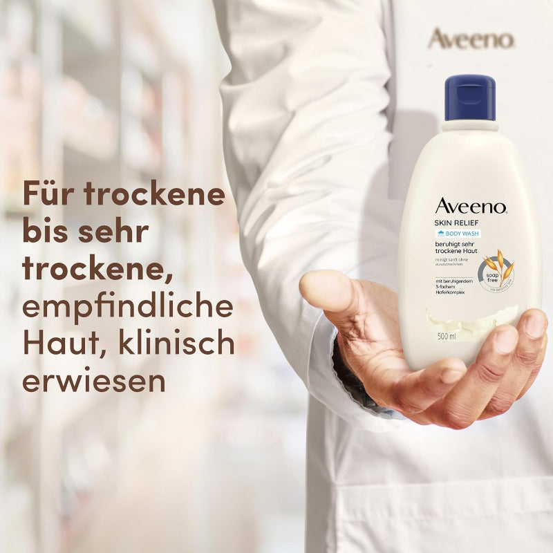 Aveeno Skin Relief Feuchtigkeitsspendendes Duschgel (500Ml) Parfümfreie Pflegedusche Für Sehr Trockene Und Empfindliche Haut Mit Beruhigendem Hafer