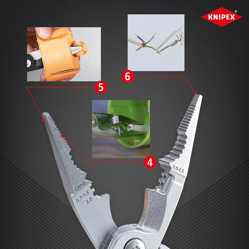 KNIPEX 13 96 200 VDE Multifunction Electrical Installation Pliers – Cut, Strip, Crimp, Grip, Bend with Spring-Loaded Design