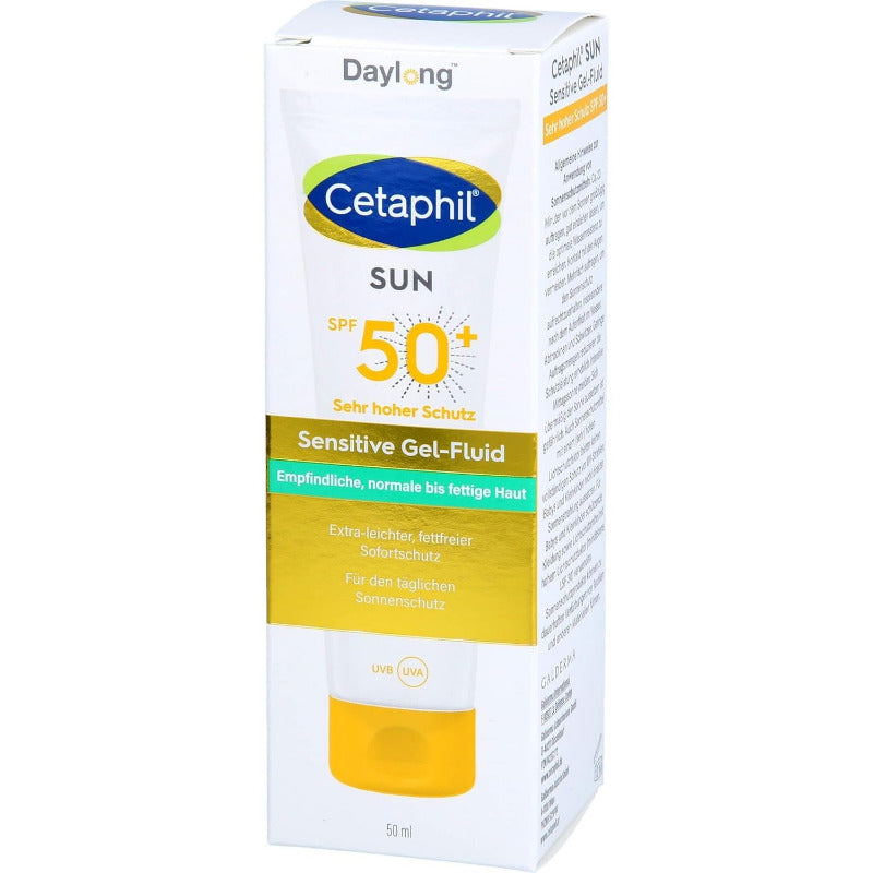 CETAPHIL Sun Daylong SPF 50+ Sensitive Gel-Fluid Face 50ml – Lightweight UV Protection