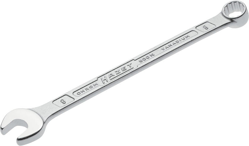 HAZET: Ring-Maulschlüssel 600N-10 Verchromt I Ringschlüsselkopf 15 Grad Abgewinkelt - Abtrieb: Außen Doppel-Sechskant, Schlüsselweite: 10 Mm, Schaft Mit Extra Stabilem HAZET Doppel-T-Profil