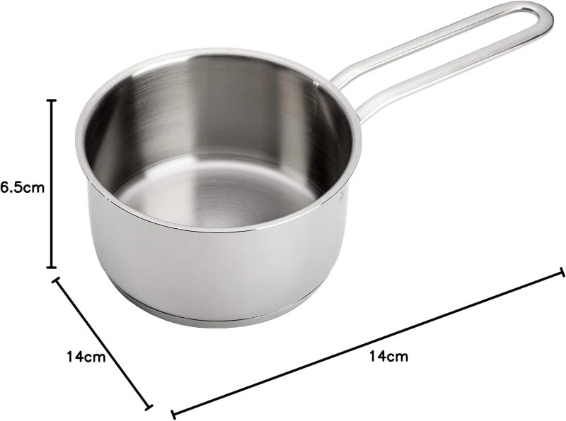 WMF Mini Stielkasserolle 14Cm, Klein, Ohne Deckel, Kleiner Topf, Kasserolle Induktion 0,9L, Cromargan Edelstahl, Stapelbar, Für Kleine Portionen, Singlehaushalt