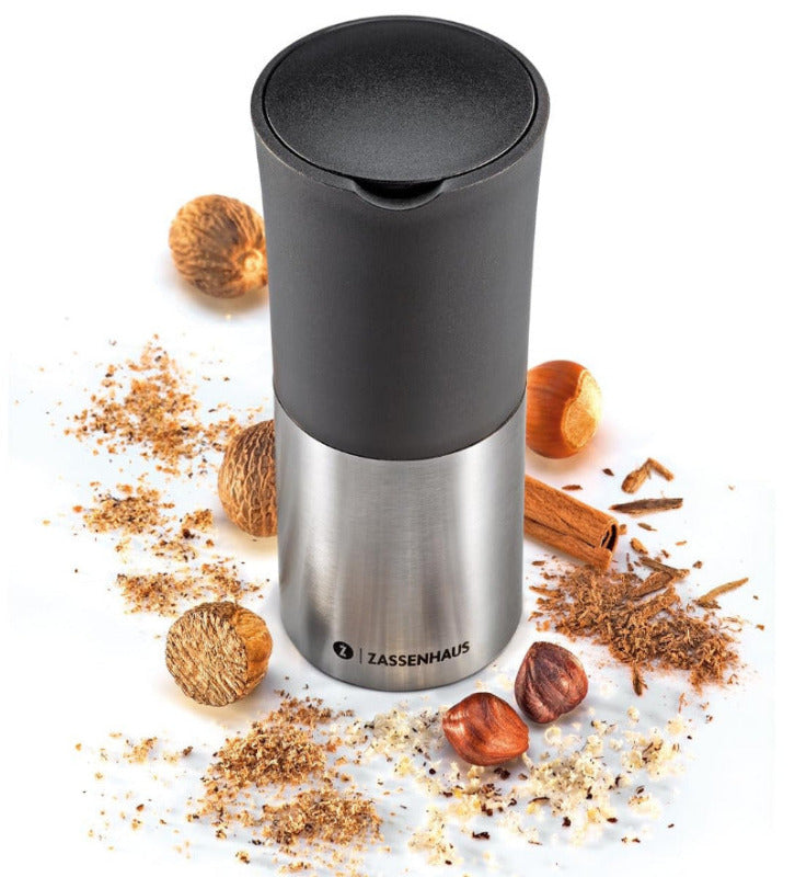 ZASSENHAUS Spice Mill Duo | Nutmeg & Chili Grinder | Stainless Steel & Plastic | Black-Silv