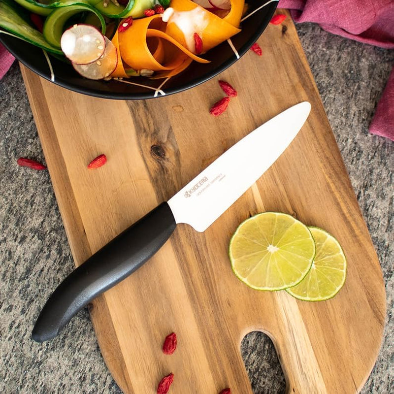 KYOCERA Ceramic Utility Knife – 11 cm Blade | Bio-Based Handle, Ultra-Sharp Zirconia Blade, Lightweight & Dishwasher Safe (FK-110 WH-BK BIO, Black)
