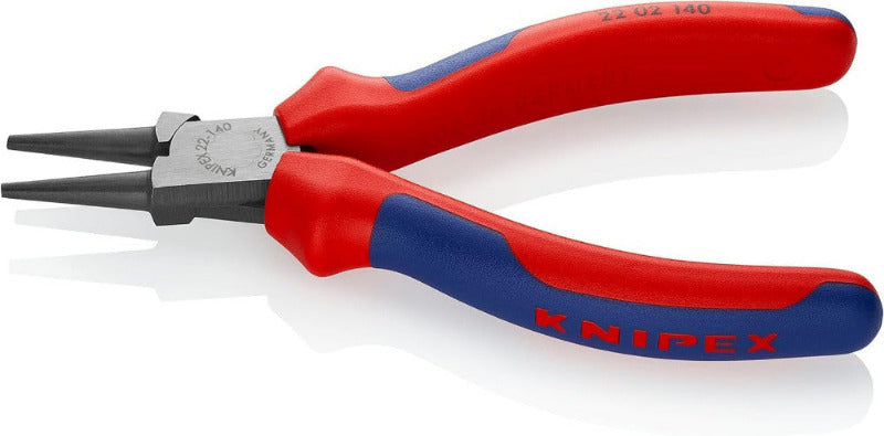 KNIPEX 22 02 140 Round Nose Pliers - 140 mm, Multi-Component Grips, Black Atramentized