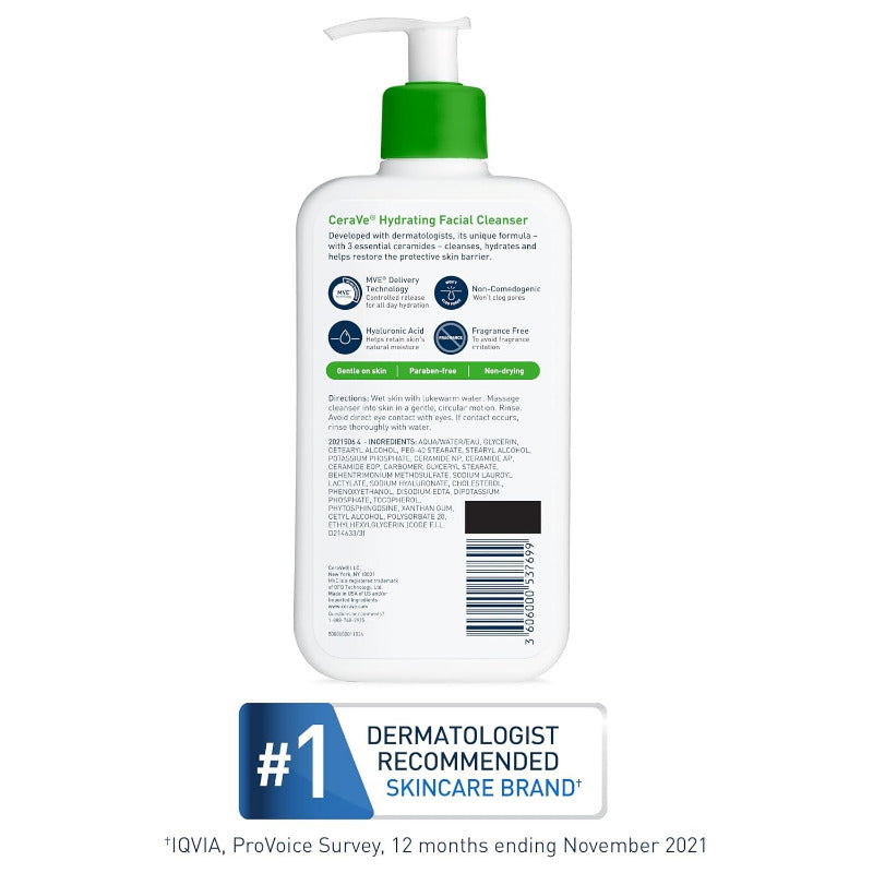 Cerave Reinigungslotion Mit Pumpspender, Reinigungscreme Für Gesicht Und Körper, Mit Hyaluron Und 3 Essenziellen Ceramiden, Geeignet Bei Neurodermitis, 473 Ml