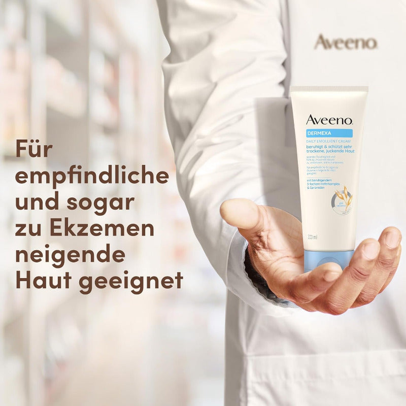 Aveeno Dermexa Tägliche Emollentien Creme (200 Ml), Körperlotion Für Sehr Trockene Haut, Die Zu Ekzemen Neigt, Natürliche Hautpflege Mit Hafer Und Ceramiden, Vegan*
