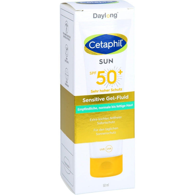 CETAPHIL Sun Daylong SPF 50+ Sensitive Gel-Fluid Face 50ml – Lightweight UV Protection