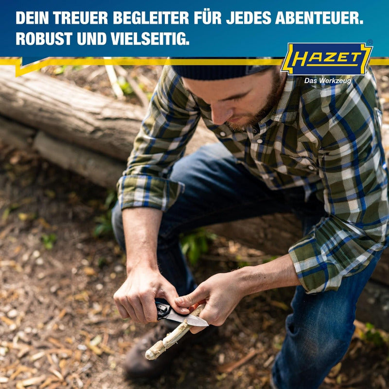 HAZET Klappmesser 2157-3 I Outdoor Taschenmesser Mit Hochwertiger Edelstahl-Klinge I Aluminium-Griff Mit Fingermulden Für Den Einsatz in Werkstatt, Industrie Oder Hobby
