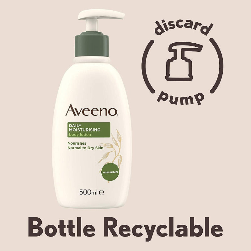 Aveeno Daily Moisturizing Lotion, 24 Stunden Feuchtigkeit, Bodylotion Für Normale Bis Trockene Hautpflege, 500Ml