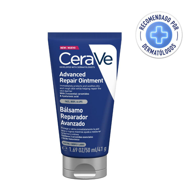 Cerave Bálsamo Reparador Avanzado, Para Piel Agrietada, Irritada Y Seca, Para Rostro, Labios Y Cuerpo, Protege, Hidrata Y Alivia, Con Vaselina, Ácido Hialurónico Y Ceramidas, 50Ml
