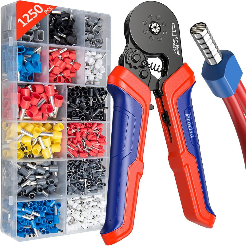 PRECIVA Ferrule Crimping Tool Kit – 1200 Insulated Ferrules (0.25–10 mm²)