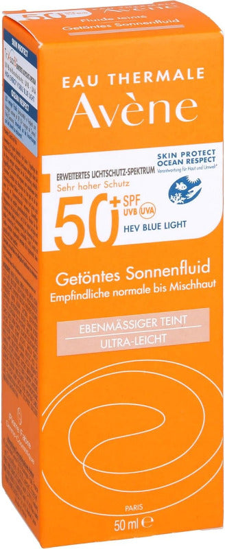 Avène Getöntes Sonnenfluid SPF 50+ Für Empfindliche Normale Bis Mischhaut, 50 Ml Creme
