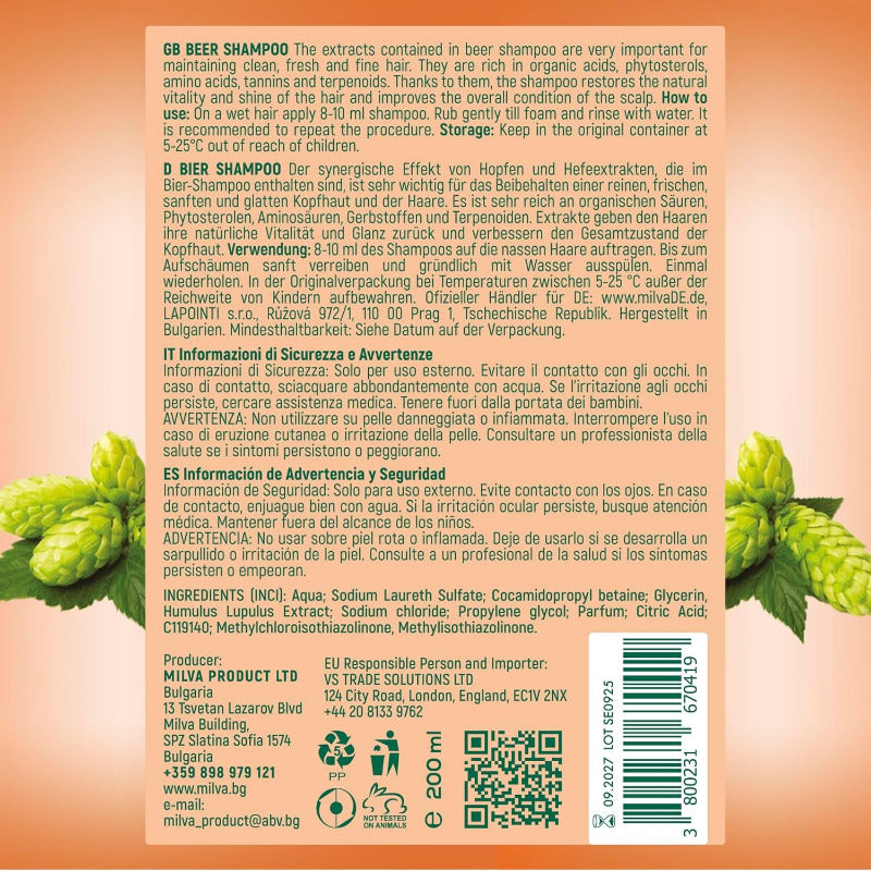 MILVA Beer Shampoo 200ml