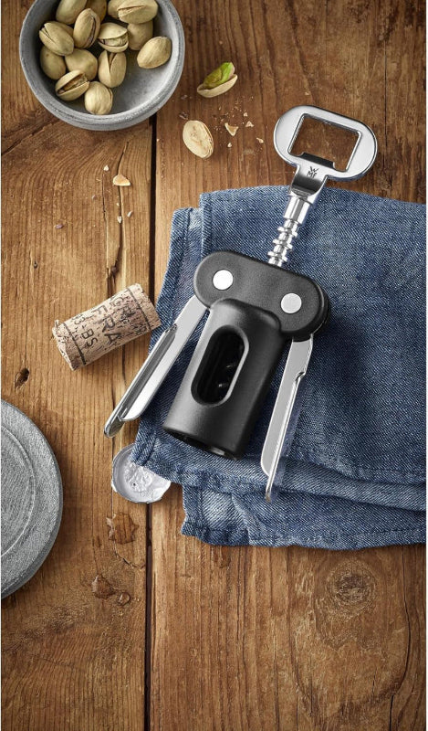 WMF Clever&More Corkscrew Wine Opener – 20 cm With Foil Cutter and Bottle Opener