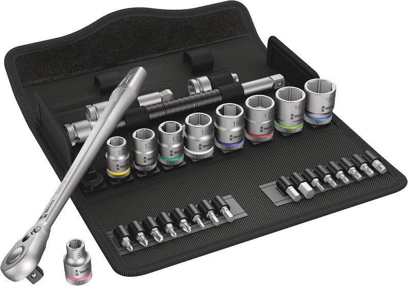 WERA 8100 SA 8 Zyklop Metal Ratchet Set with Switch Lever – 28‑Piece (05004018001)