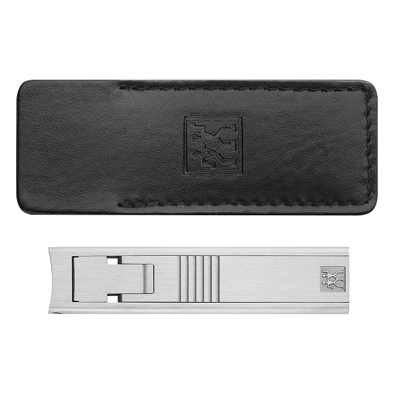 ZWILLING Premium Compact Nail Clipper – Ultra-Flat Design with Nail File, Curved Blade, Leather Sleeve & Metal Box