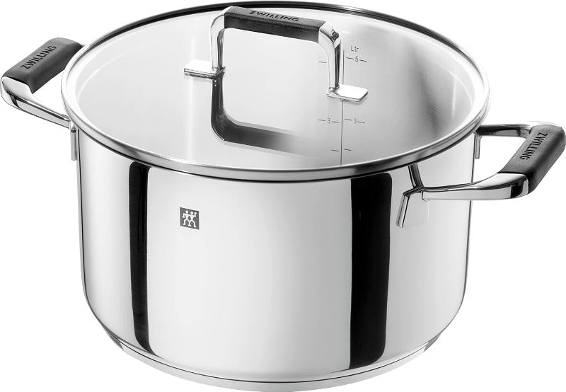 CORNELIA POLETTO by ZWILLING Cookware Set – 5-Piece, Stainless Steel with Glass Lids & Silicone Handles