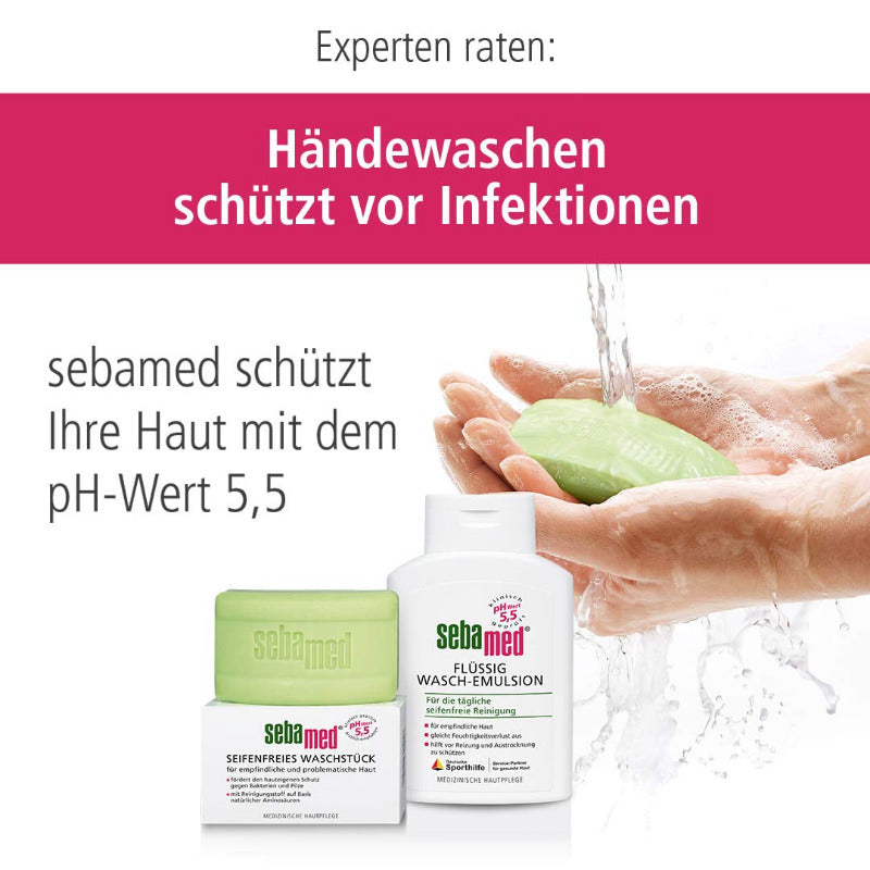 SEBAMED Seifenfreies Waschstück, Vitamin E Sowie Hautglättendes Panthenol Verleihen Neben Sauberkeit Und Frische Ein Angenehm Glattes Hautgefühl, 100 G