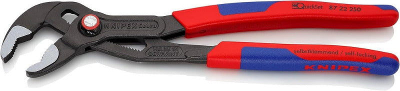 KNIPEX Cobra QuickSet Hightech Water Pump Pliers – 250mm, Slim Multi-Component Grip, Grey Atramentized | 87 22 250