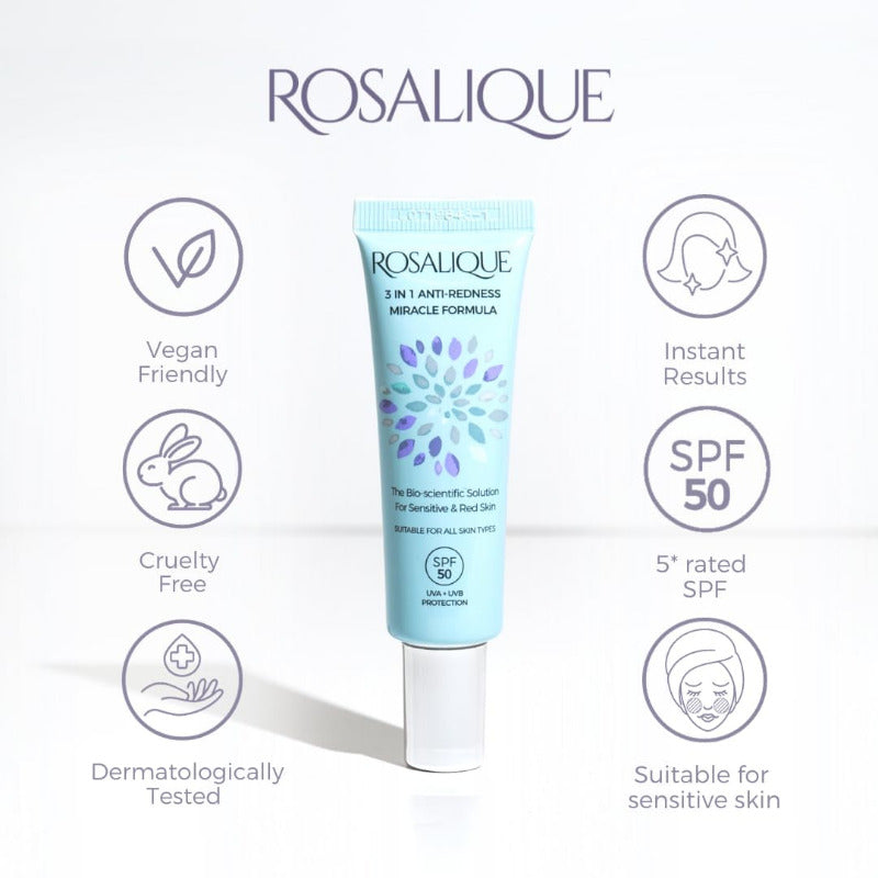 ROSALIQUE 3 in 1 Anti-Redness Miracle Formula SPF50 – 30ml