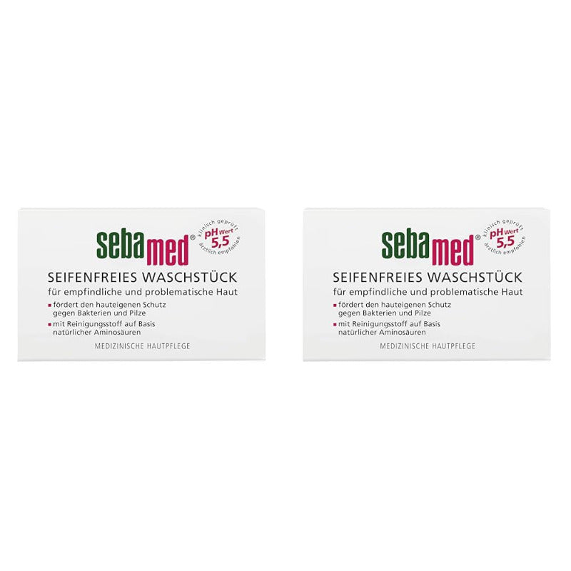 SEBAMED Seifenfreies Waschstück, Vitamin E Sowie Hautglättendes Panthenol Verleihen Neben Sauberkeit Und Frische Ein Angenehm Glattes Hautgefühl, 100 G