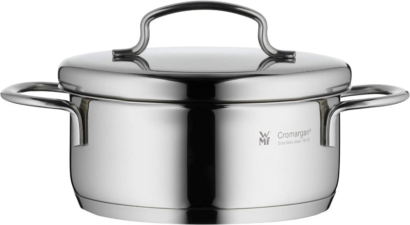 WMF Mini Dampfgarer Mit Metalldeckel Klein 16 Cm, 1,5L, Dampftopf, Cromargan Edelstahl Poliert, Induktion, Dampfgarer Topf Stapelbar, Ideal Für Kleine Portionen Oder Singlehaushalte