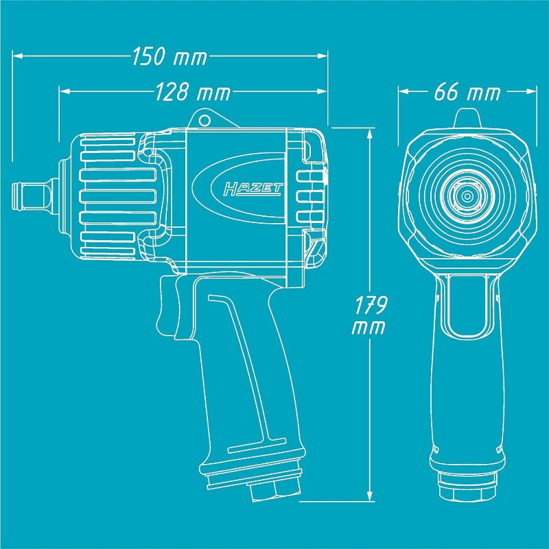 HAZET Schlagschrauber 9012TT I Max. Lösemoment 2200 Nm, Vierkantantrieb 12,5 Mm (1/2 Zoll) I Hochleistungs-Doppelhammer-Schlagwerk- Kompakt Und Leicht Mit Twin-Turbo Technologie