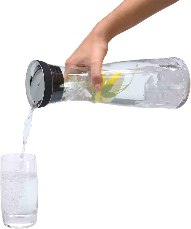 WMF Basic Water Carafe – 1 Liter Glass Carafe with Silicone Lid & CloseUp Stopper