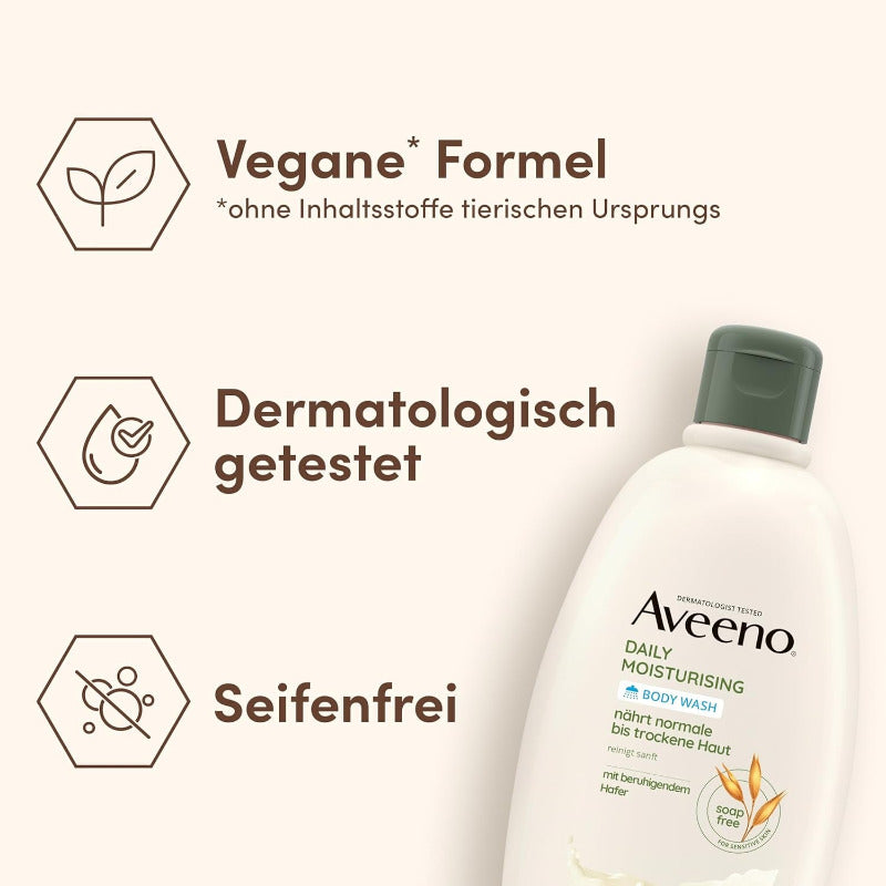 Aveeno® Daily Moisturising Veganes Duschgel Seifenfreie Pflegedusche Mit Beruhigendem Hafer Für Normale Bis Trockene, Empfindliche Haut