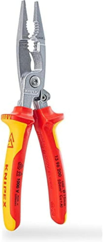 KNIPEX 13 96 200 VDE Multifunction Electrical Installation Pliers – Cut, Strip, Crimp, Grip, Bend with Spring-Loaded Design