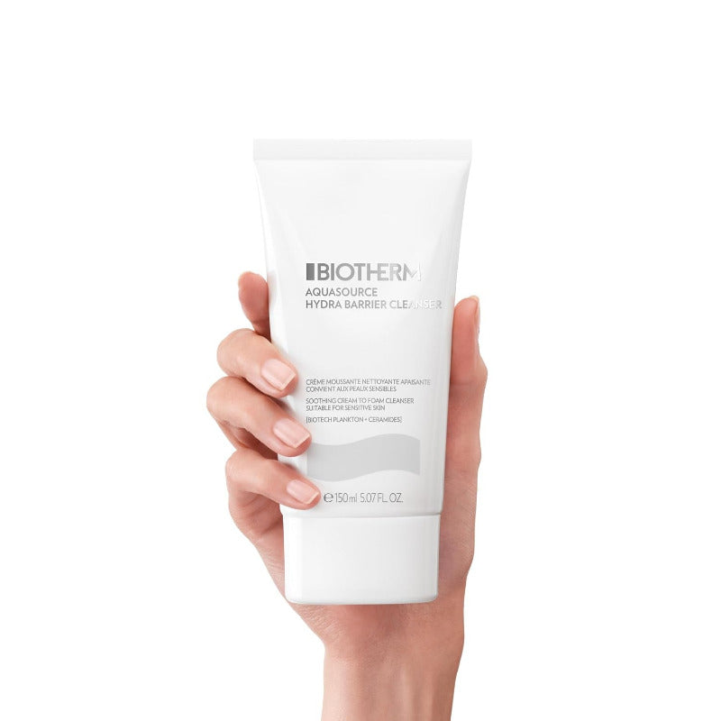 BIOTHERM Aquasource Hydra Barrier Cleanser, Cream-To-Foam Gesichtsreiniger Für Damen, Mit Biotech Plankton, Bio-Ceramiden Und Vitamin