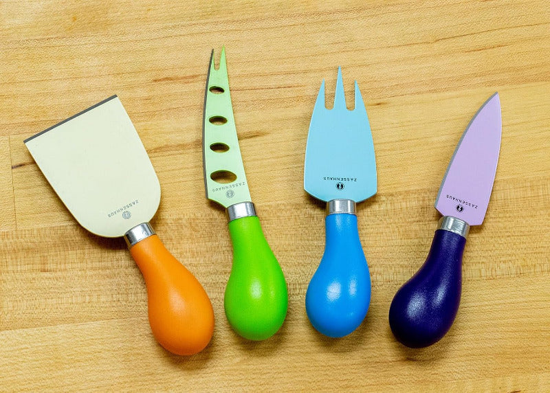 Käsemesser Set Aus Edelstahl Und Kunststoff 4-Teilig , Extra Scharfe Klingen , Geschenkset , Antihaftbeschichtung , Käseschneider Set , Beste Qualität Aus Solingen , Ergonomischen Griffe