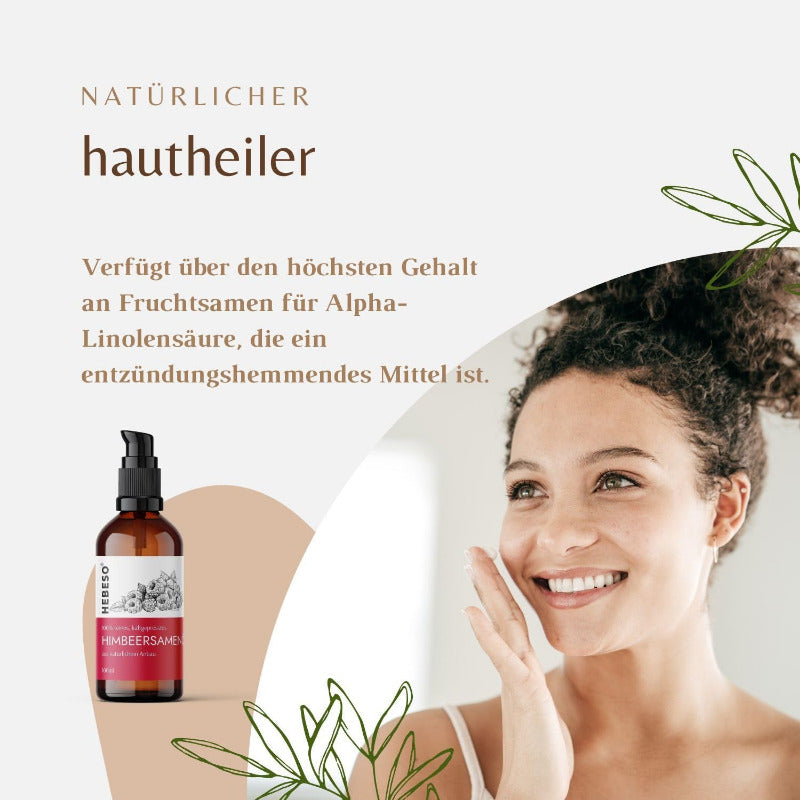 Himbeersamenöl 100% Rein & Natürlich Kaltgepresst 100Ml | Anti-Aging, Pflege, Vitamin A/E, EFA Reichhaltiges Öl | Behandelt Falten, Fältchen, Trockene Haut | 100% Natürliche Gesichtspflege