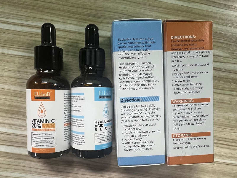 Gesichtspflege Serum Set Mit Vitamin C Serum Hyaluron Serum - Gegen Falten, Trockene, Matte Haut & Dunkle Flecken, Anti-Aging-Pflege Für Einen Frischen Glow Und Ebenmäßigen Teint